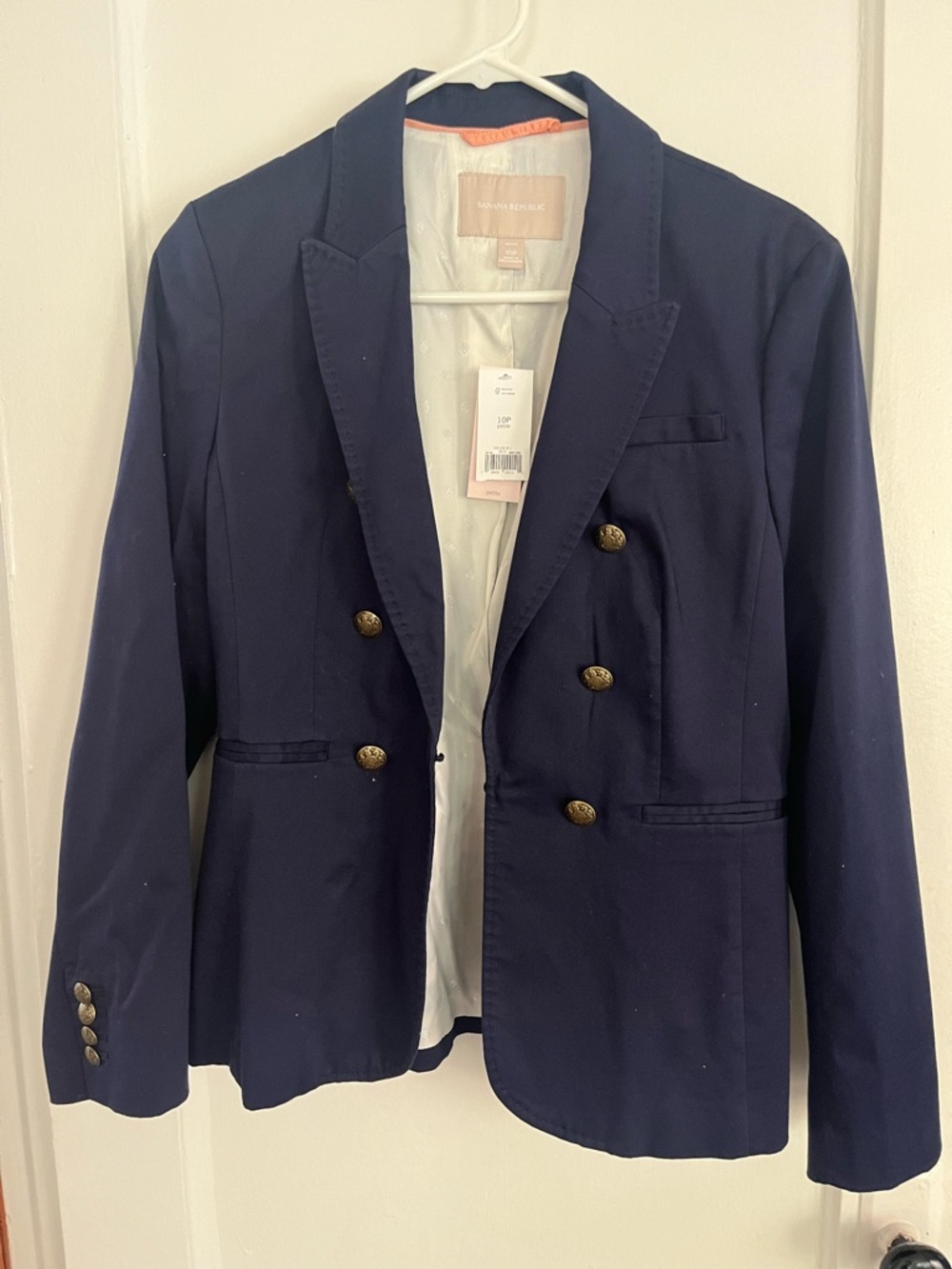 Banana Republic Navy Double-Breasted Blazer with Gold Buttons